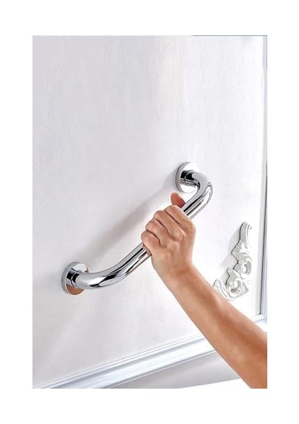 Metrashop Yaşlı, Bedensel Engelli Tutunma Barı, Hasta Tutunma Barı, Küvet Tutamağı, Krom Kaplama (30CM)