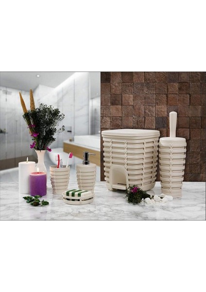 Metrashop M-SAS06-09 Palm 5 Li Banyo Seti, Bej
