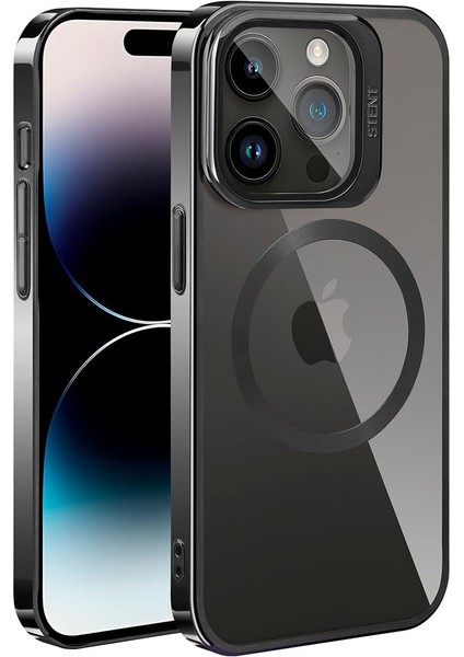 Uyumlu Apple iPhone 14 Pro Kılıf Magsafe Şarj Özellikli Standlı Klon Kapak Siyah