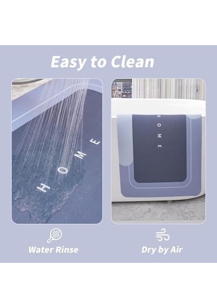 Metrashop Banyo Paspası-Süper Emici-Kaymaz Tabanlı Banyo ve Abdest Paspası Kare Mavi (NKS152)