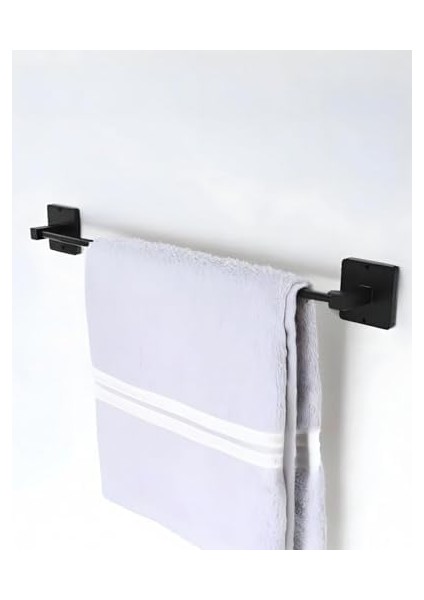 Metrashop Metal Uzun Kağıt ve Kumaş Havluluk, Banyo ve Mutfak Için Paslanmaz Yapışkanlı Askı, Havlu Standı, Havlu Tutucu 40 cm