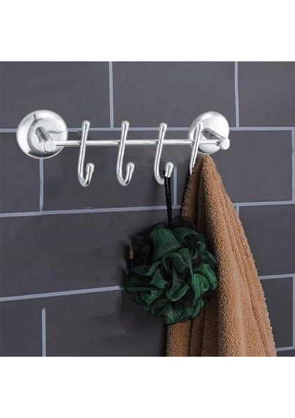 Metrashop Metal 4'lü Banyo Lavabo Vidalı Askılık Sağlam Aparat Krom Askılık Elbise Havlu Asma Askı