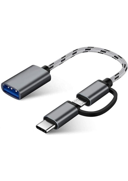 Metrashop 3.0 Otg To Type C Micro USB Data Şarj Çevirici Dönüştürücü Adaptör