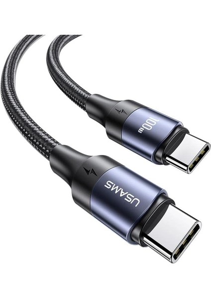 Metrashop US-SJ524 Örgülü 1.2m Type-C To Type-C 100W Pd Hızlı Şarj ve Data Kablosu Amz