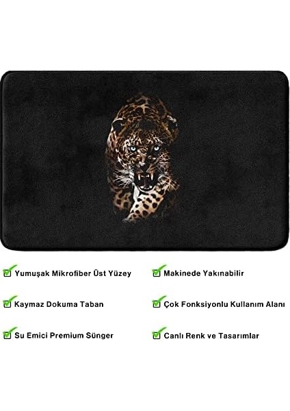 Metrashop Sevimli Tasarımlı Mikrofiber Banyo Paspası, Kaymaz Taban, Makinede Yıkanabilir (149_BPSM, 2'li Takım 40 x 60_50 x 80)