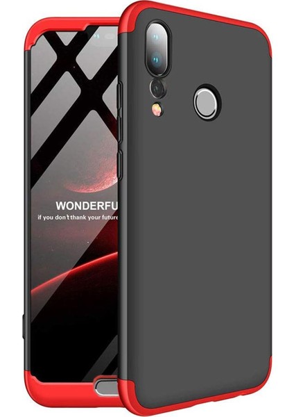 P20 Pro Için Kılıf Double Dip 360 Protective Siyah Kırmızı [P20 Pro ile Uyumlu Kılıf - Kırmızı]