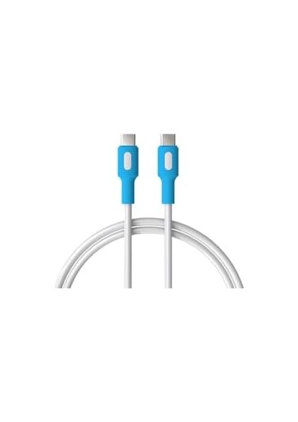 Metrashop Coral Type C-C Power Delivery Hızlı Şarj Kablosu, Beyaz Kablo, Beyaz/mavi Uçlar (120 Cm) modelleri