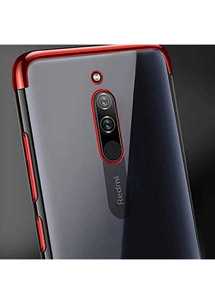 Xiaomi Redmi 8 ile Uyumlu Dört Köşeli Lazer Kırmızı Cep Telefonu Kılıfı