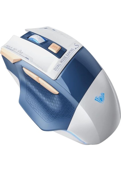 Metrashop SC550 Çift Modlu 4800DPI 7 Tuşlu Makrolu 2.4ghz Kablosuz ve Kablolu Şarj Edilebilir Optik Rgb Oyuncu Gaming Mouse Mavi