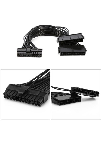Metrashop Güç Kaynağı Çoklayıcı 24 Pin Atx Dual Psu Çoklayıcı Adaptör Anakart Mining Kablosu 5145