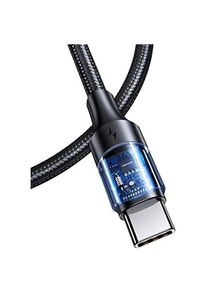 Metrashop US-SJ524 Örgülü 1.2m Type-C To Type-C 100W Pd Hızlı Şarj ve Data Kablosu Amz