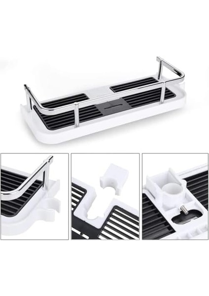 Metrashop Rafı, Duş Başlığı Tutucusu, Dayanıklı Şampuan ve Sabunluk Rafı, Banyo Düzenleyici, Duş Rayı Için Gümüş, Organizer, Çok Amaçlı,