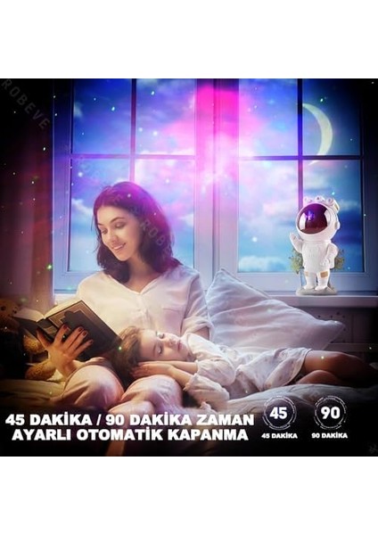 Metrashop Astronot Gece Lambası Astronot Projektör Gece Lambası Uzaktan Kumandalı Çok Renkli Nebula Gece Lambası Yıldızlı Gece Lambası Zamanlayıcılı Gece Projektörü