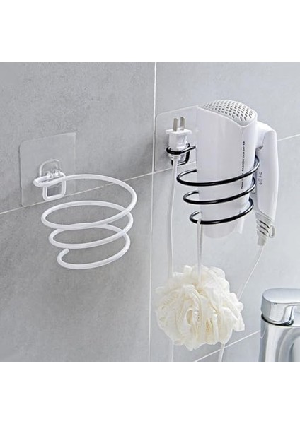 Metrashop Banyo Güçlü Yapışkanlı Siyah Fön Makinesi Askısı Saç Kurutma Makinesi Tutacağı Yapışkanlı