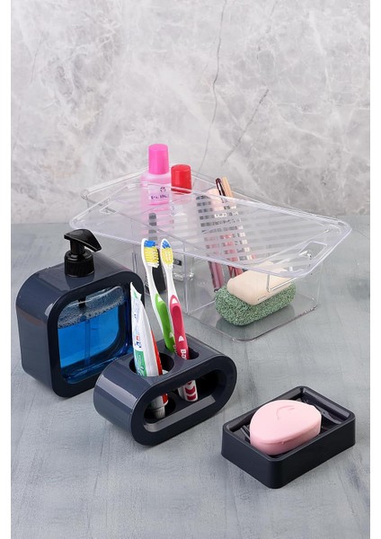 Metrashop Tasarım 4 Parça Banyo Aksesuar Seti Modern Hafif Lüks Yıkama Kabı Banyo Aksesuarları Banyo Seti Losyon Şişeleri, Diş Fırçası Tutacağı, Diş Kupası, Sabunluk