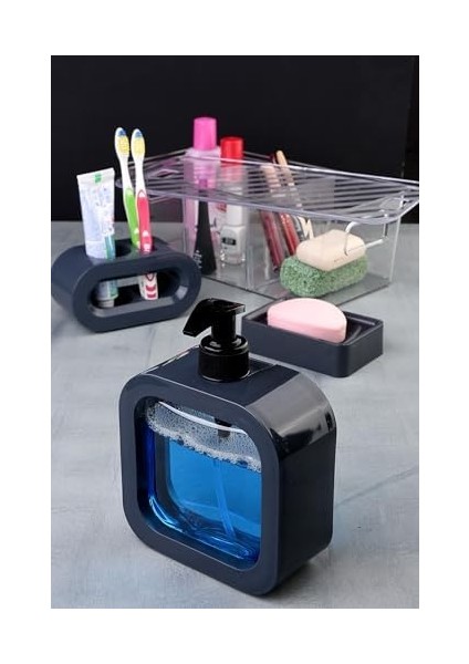 Metrashop Tasarım 4 Parça Banyo Aksesuar Seti Modern Hafif Lüks Yıkama Kabı Banyo Aksesuarları Banyo Seti Losyon Şişeleri, Diş Fırçası Tutacağı, Diş Kupası, Sabunluk modelleri