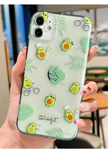 Apple iPhone 11 Uyumlu Desenli Şeffaf Silikon Kılıf Avakado1