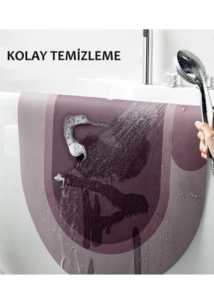 Metrashop Concept Süper Su Emici Kaymaz Tabanlı Oval Banyo Paspası Diatom Banyo Lavabo Paspası Sihirli Su Emici Diyatom Paspas 60 x 39 cm (Mavi)