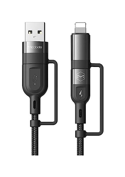Metrashop CA-8070 60W 3A 4IN1HIZLI Şarj Kablosu 1.2m-Siyah