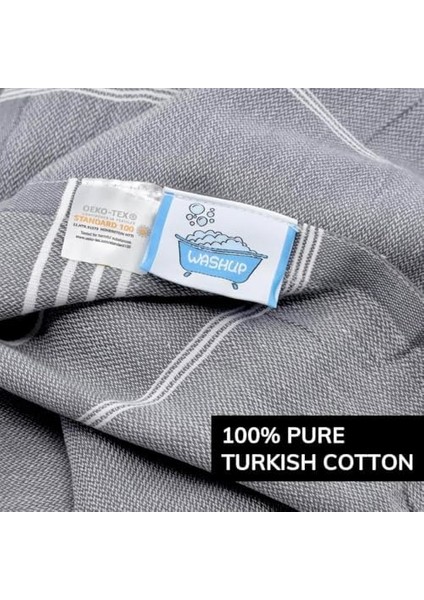 Metrashop Pamuk Extra Large (90 x 180 Cm) Peştemal Plaj Havlusu, Oeko-Tex Sertifikalı, Süper Yumuşak Deniz Havlusu, Hafif, Kum Tutmaz, Yıkanmış, Hızlı Kurur(2'li Set-Mercan_koyu Gri)
