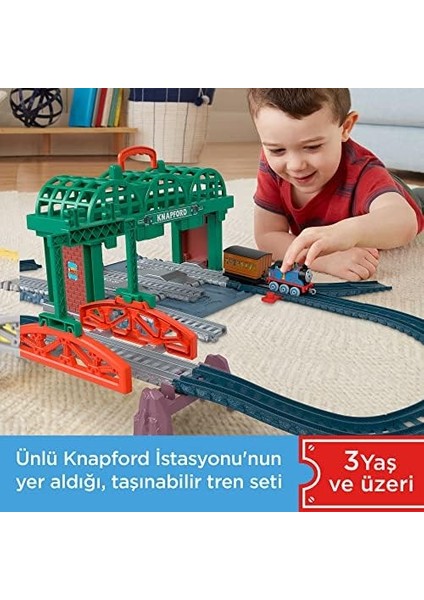 Metrashop & Friends Thomas ve Arkadaşları Knapford Istasyonu Tren Seti, 2'si 1 Arada Pist Oyun Seti ve Saklama Kutusu, Okul Öncesi Çağdaki 3 Yaş ve Üzeri Çocuklar Için