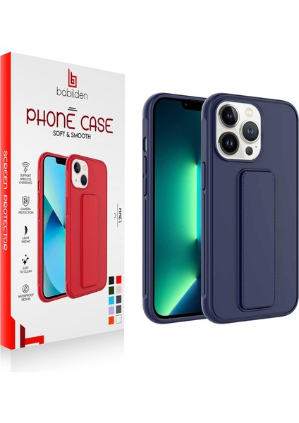 Apple iPhone Mıknatıslı Standlı Darbe Emici Ibola Apple iPhone 13 Pro Kılıf (Lacivert)