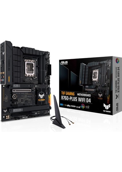 Metrashop Tuf Gamıng B760-PLUS Wıfı D4 Intel B760 LGA1700 Ddr4 5333 Dp HDMI 3x M2 Usb3.2 Ax Wifi + Bt 2.5gbit Lan Atx 128GB A Kadar Ram Desteği, 5x Tuf Protectıon Iıı