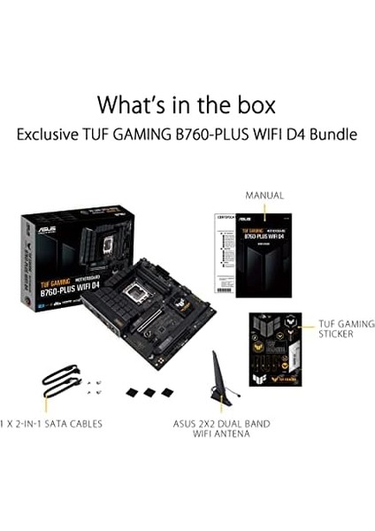 Metrashop Tuf Gamıng B760-PLUS Wıfı D4 Intel B760 LGA1700 Ddr4 5333 Dp HDMI 3x M2 Usb3.2 Ax Wifi + Bt 2.5gbit Lan Atx 128GB A Kadar Ram Desteği, 5x Tuf Protectıon Iıı
