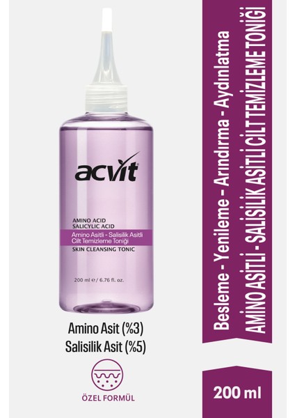 Amino Asitli - Salisilik Asitli Cilt Temizleme Toniği 200 ml