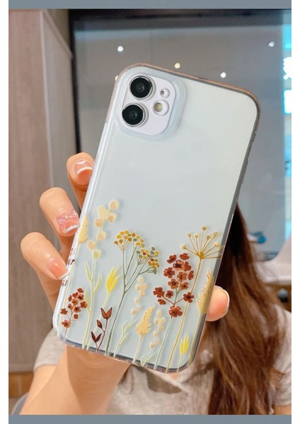 Apple iPhone 11 Uyumlu Desenli Şeffaf Silikon Kılıf FLOWER10