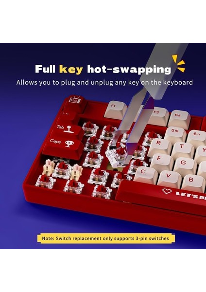 Metrashop Ajazz AK870 Mc Kablolu Mekanik Oyun Klavyesi Kırmızı Klavye Red Switch