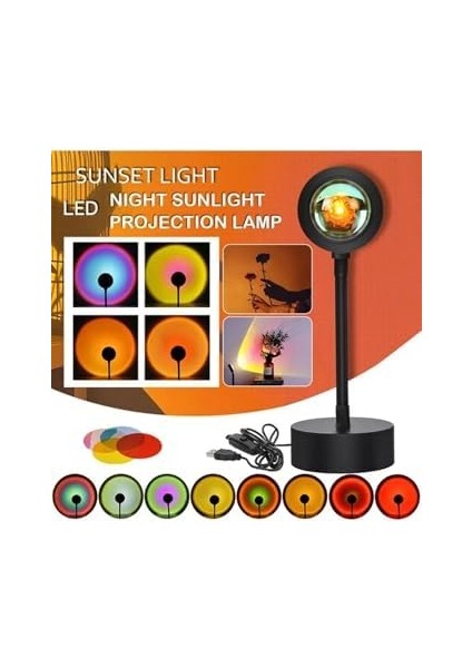 Metrashop Ape Gün Batımı Projektör Masa ve Gece Lambası Sunset Lamp Dekoratif Işık Vk-Sunset V-1908781084