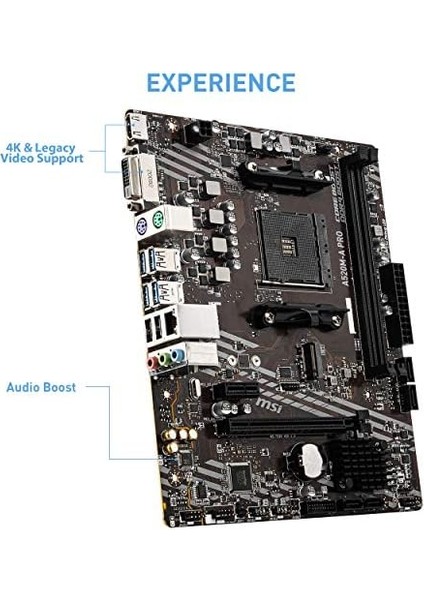 Metrashop A520M-A Pro Am4 Ddr4 Bellek 4600(OC) DVI HDMI M.2 Usb3.2 Matx Anakart