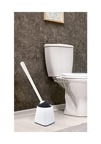 Metrashop Home Silikon Wc Tuvalet Banyo Fırçası Klozet Fırçası Beyaz Kare