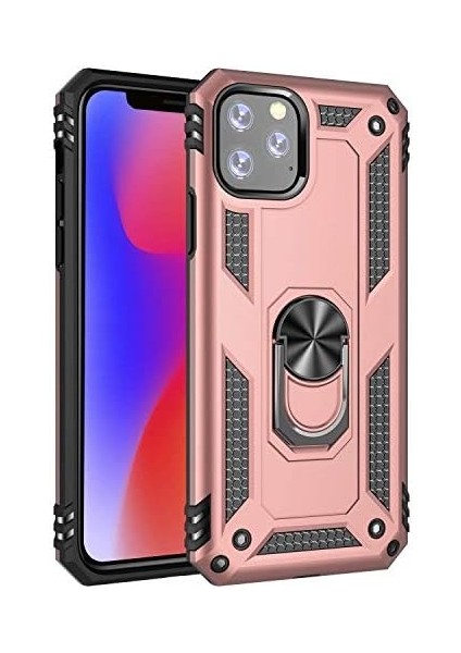 Apple iPhone 11 Pro (5.8'') Için Kılıf Military Ring Holder Rose Gold [Apple iPhone 11 Pro ile Uyumlu Kılıf - Rose Gold] modelleri