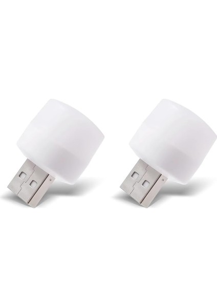 Metrashop USB LED Küçük Beyaz Işık, USB Mini LED Lamba, Koridor, Tuvalet, Oturma Odası, Çocuk Odası Için Rehber Gece Aydınlatma Işığı (2 Adet)