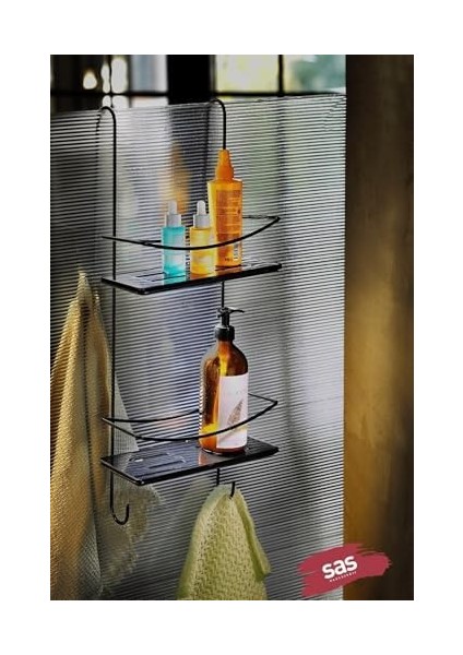 Metrashop Haus Ömür Boyu Paslanmaz Kristal Raf Banyo Düzenleyici Şampuanlık Siyah Dşkss fiyatları