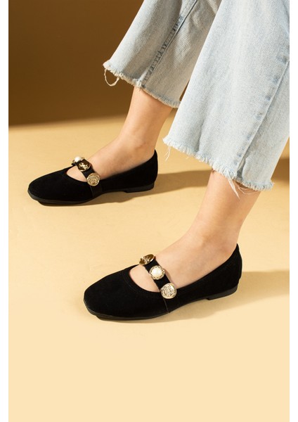 Inci Detaylı Tek Bantlı Rahat Taban Kadın Babet 81-160-25SÜET modelleri