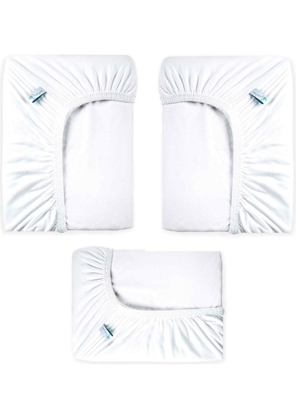%100 Pamuk Lastikli Beyaz Renk Bebek Çarşafı 3 Adet 60X120CM Beyaz Çarşaf