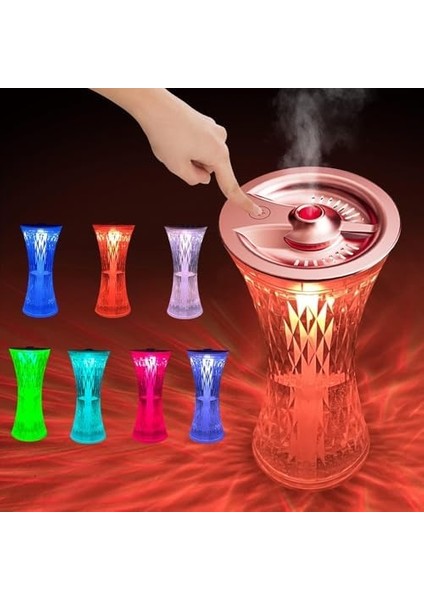 Metrashop Masaüstü Lamba ve Nemlendirici Şarjlı Işık Kristal Elmas Desenli 7 Farklı Renk Atmosfer Lamba Göz Yormayan Işık Kitap Okuma Işığı Salon Oturma Odası Yatak Odası Aydınlatma 20CM x 9xm D13 modelleri