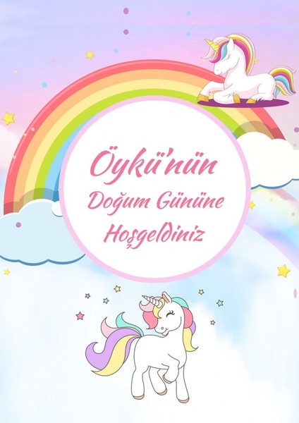 Unicorn Doğum Günü Afiş,karşılama Panosu Branda Prens HDTS1013