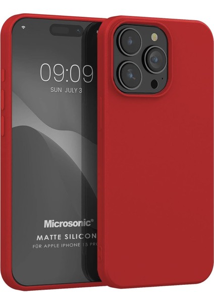Kılıf Matte Silicone Apple iPhone 15 Pro Için Kırmızı [Apple iPhone 15 Pro ile Uyumlu Kılıf - Kırmızı]