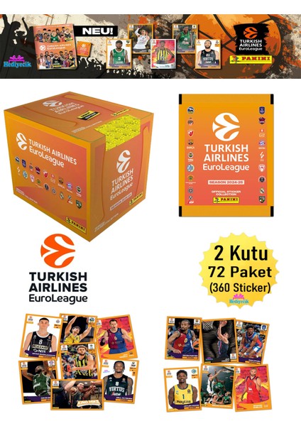 Turkish Airlines Euroleague 2025 Sticker Seti 2 Kutu (72 Paket)