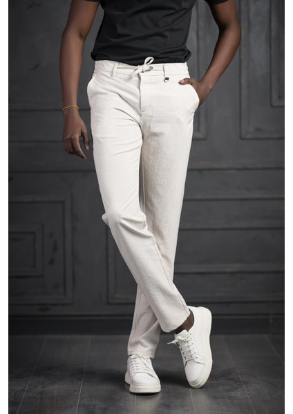 Slimfit Beli Lastikli ve Iplikli Likralı Çizgili Jogger Pantolon modelleri