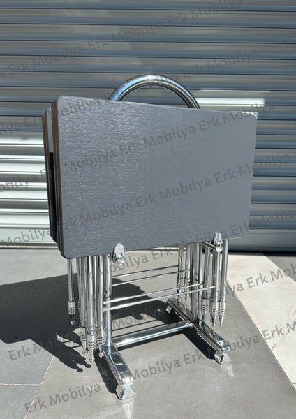 (Düz Antrasit Gri) Çanta Sehpa, Sehpa, Zigon 4lü