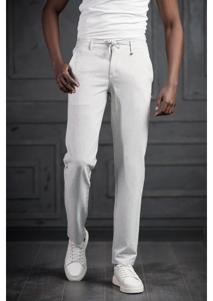Slimfit Beli Lastikli ve Iplikli Likralı Çizgili Jogger Pantolon modelleri