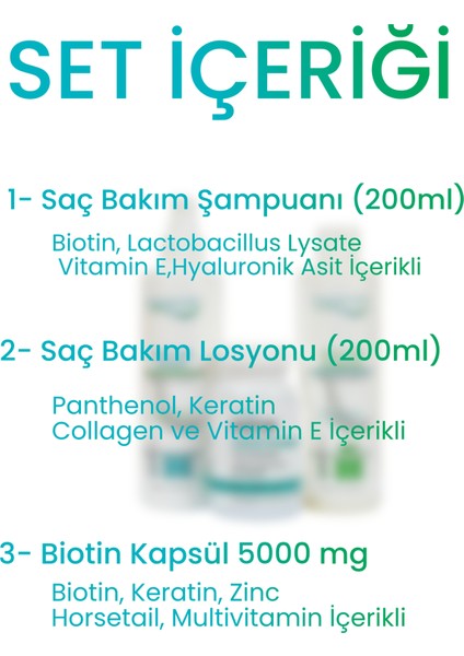 Argan Yağı Şampuan 300 ml - Panthenol Losyon 175 ml - Biotin Kapsül 30 Adet