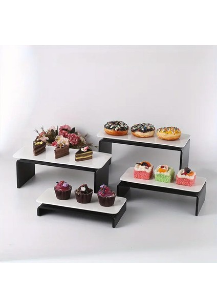 3'lü Ürün Yükseltici Organizer Stant Pleksi 26 x 3 cm / 28 x 6 cm / 30 x 10 cm / 3mm - Siyah fiyatları