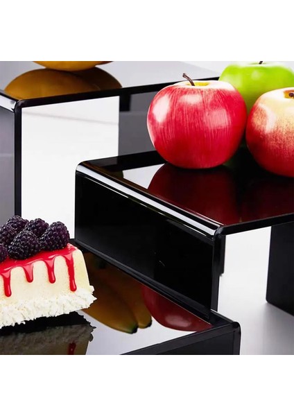 3'lü Ürün Yükseltici Organizer Stant Pleksi 26 x 3 cm / 28 x 6 cm / 30 x 10 cm / 3mm - Siyah modelleri