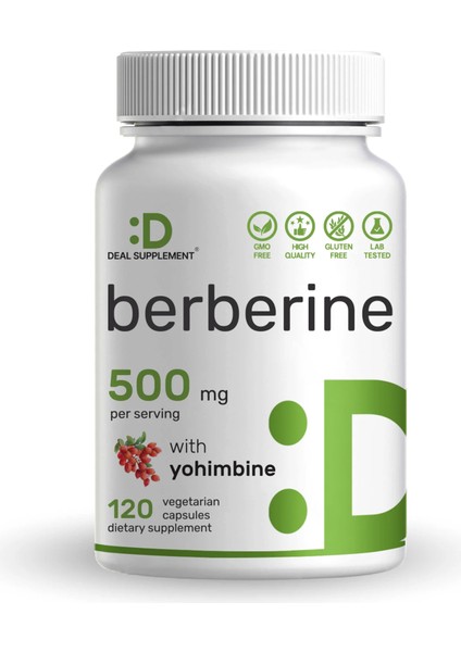 Berberine Supplement 500MG Per Serving, 120 Veggie Caps